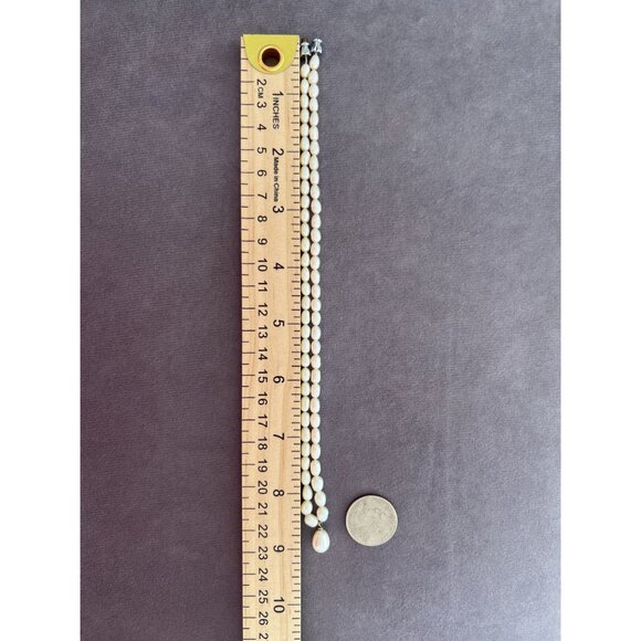 Pink & White Pearl Necklace With Rose Quartz Pendant & Rhinestones 18-Inch Lengt - Picture 5 of 6